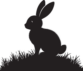 rabbit  silhouette white background .