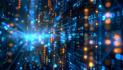 Fototapeta premium Digital background perfect for tech processes, neural networks, artificial intelligence, data transfer and encryption, digital archives