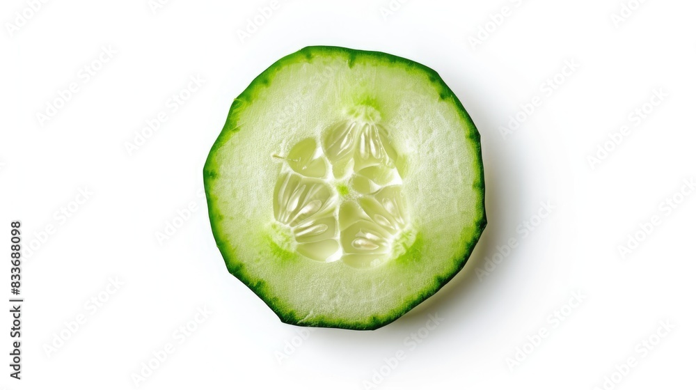 Poster cucumber slice on white background with clipping path