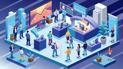 Technology and trade exhibition with product exhibition stands
