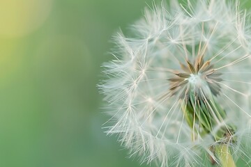 The delicate structure of a dandelion puff in the breeze