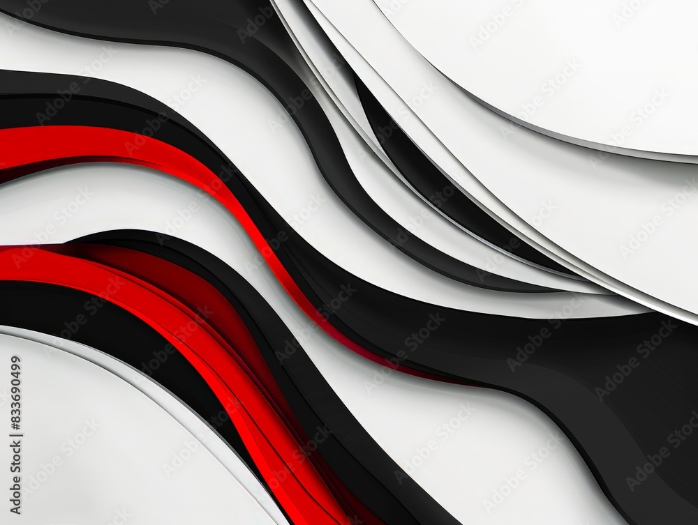 Aufkleber red, black and white color combination background with abstract wavy lines. modern design vector ill
