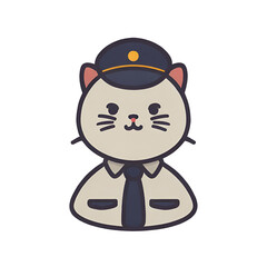 Transparent cat, cat wearing work clothes, simple icon, cute cat and can be used easily and conveniently.