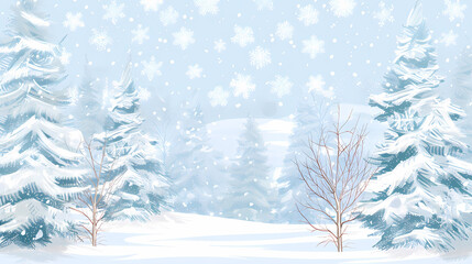 Winter landscape with white pine trees on snow vector image