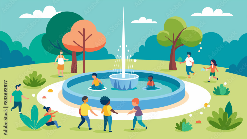 Poster an innovative water feature has been added to the park offering a refreshing respite from the summer