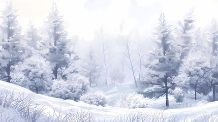 Winter landscape with white pine trees on snow vector image