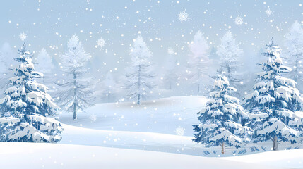 Winter landscape with white pine trees on snow vector image