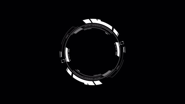 HUD Circle for user interface, technology, game background. Indicates futuristic hi-tech process, loading. Digital Sci-fi circle on isolated black background. 
