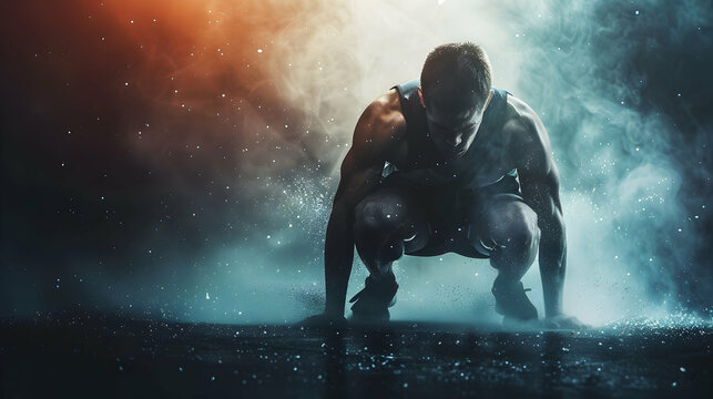 Dedicated Athlete: Preparation for Major Competition   Sports and Motivational Concept in Photo Realistic Style