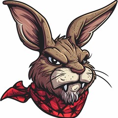 scary angry rabbit character cartoon mascot