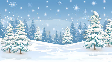 Winter landscape with white pine trees on snow vector image