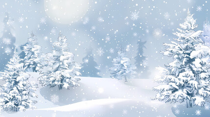 Winter landscape with white pine trees on snow vector image