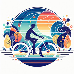 Fototapeta premium World Bicycle day with art illustration style