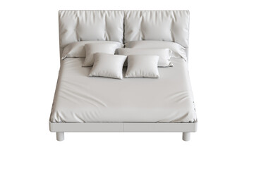 
big comfortable bed isolated on transparent background, home furniture, illustration, 3d rendering