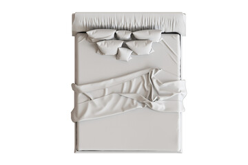 
big comfortable bed isolated on transparent background, home furniture, illustration, 3d rendering