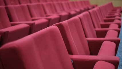 Fototapeta premium Rows of empty chairs in large Conference hall for Corporate Convention or Lecture