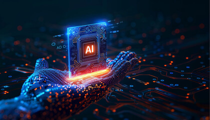 Artificial intelligence circuit line style. Machine learning design. Smart network digital technology. AI. Vector illustration