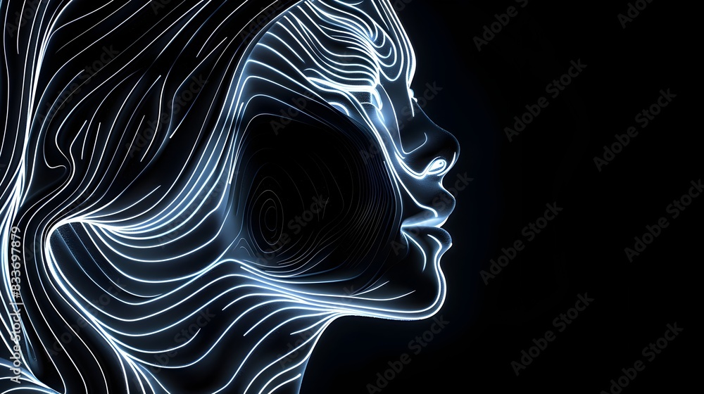 Poster glowing ethereal curves in dynamic abstract composition