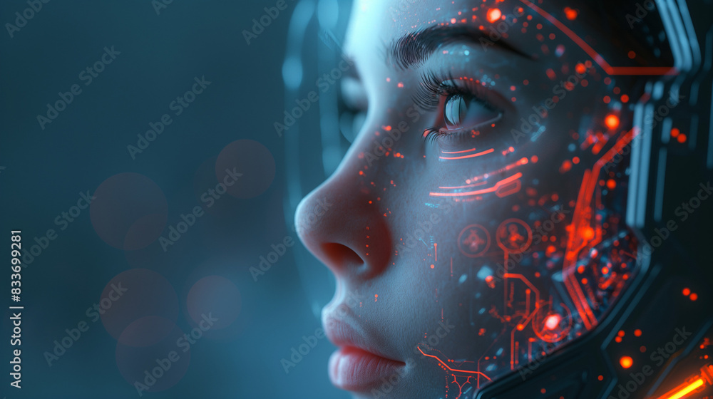 Poster artificial intelligence digital concept illustrate of modern internet technology and innovative proc