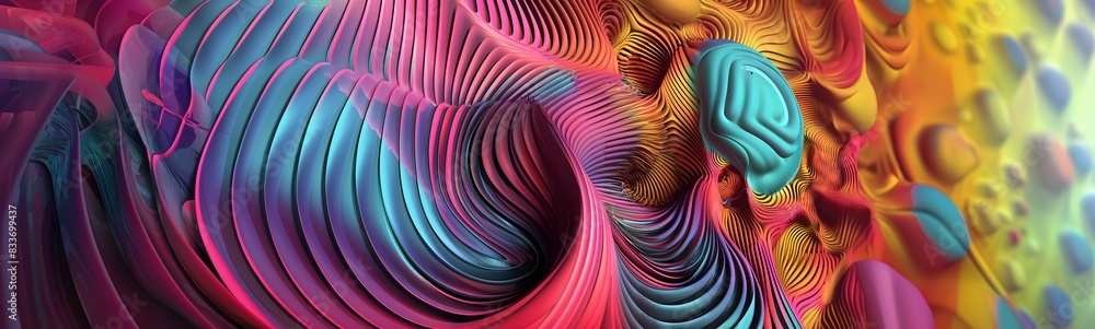 Poster 6. a dynamic abstract background reminiscent of a psychedelic trip, featuring kaleidoscopic patterns