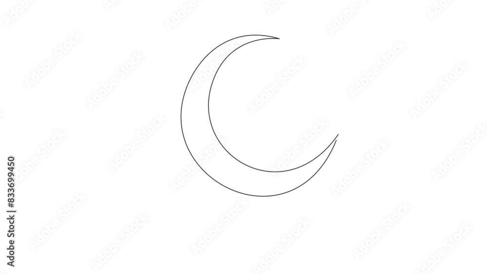 Aufkleber self drawing animation of single continuous line drawing the crescent moon is clearly visible and sh