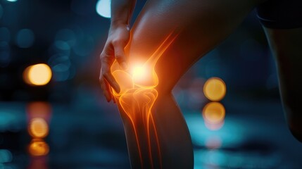 Knee paint, medicine anatomy body tibia accident, health scan treatment red, leg injury care.