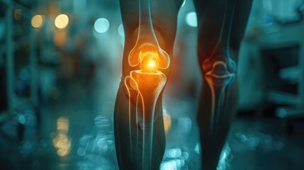 Knee paint, medicine anatomy body tibia accident, health scan treatment red, leg injury care.