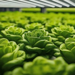 Obraz premium Vertical farm facility , showcasing rows of leafy greens and herbs growing vertically in stacked layers under artificial lighting, sustainable farming practices for urban
