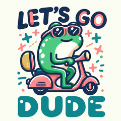 cool frog vector riding a scooter t-shirt art design