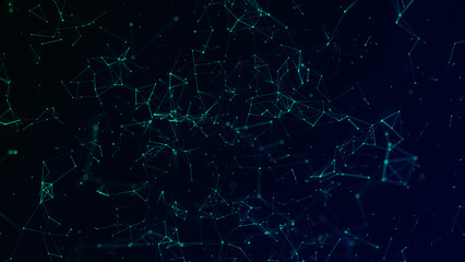 Abstract background with connecting dots and lines. Network connection structure. Plexus effect. 3d rendering.
