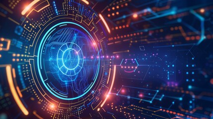 Fototapeta premium Futuristic sci-fi cybernetic circuitry, Dynamic energy patterns background.