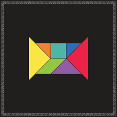 Tangram Puzzle Octagon Vector Colorful Geometric Illustration