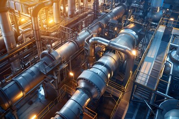 Illustration of Leveraging large volumes of data to gain insights and drive decision-making processes in industrial operations. Ai Generate.