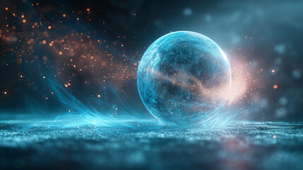 Digital generated image of 3D sphere expanding. Cloud technology, IT, big data, innovation or artificial intelligence concepts.