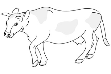 Symbol of cow with spots - side view, outline
