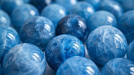 Many grains of blue marble balls are arranged together to form a beautiful background.