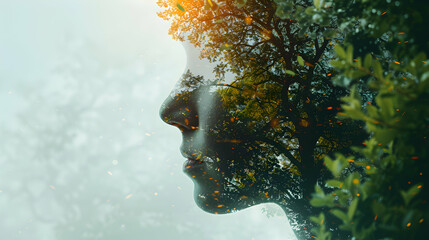 Counselor Double Exposure with Therapy Symbols: Mental Health and Wellness Concept