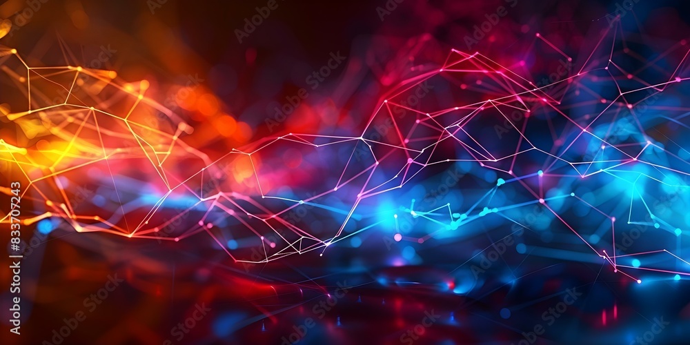 Poster abstract futuristic geometric background with glowing technology lines and blockchain connections. c