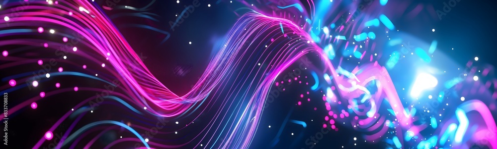 Poster 2. an electrifying abstract background featuring pulsating neon lights and dynamic patterns, transfo