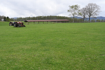 新緑の牧場，長野県
