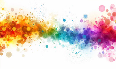 Colorful dot bokeh particles on white background vector illustration