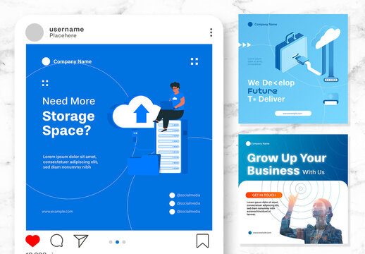 Blue and White IT Company Instagram Post