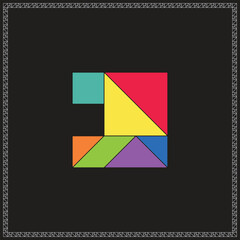 Obraz premium Tangram Puzzle Incomplete triangle Vector Colorful Geometric Illustration