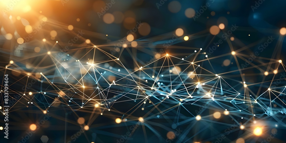Poster the potential of technology: blue abstract background with glowing network connections. concept tech