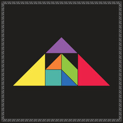 Tangram Puzzle Incomplete triangle Vector Colorful Geometric Illustration