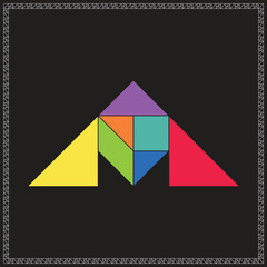 Tangram Puzzle Incomplete triangle Vector Colorful Geometric Illustration