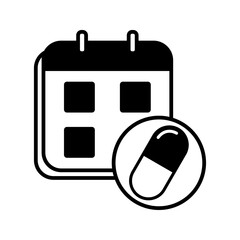 Obraz premium Calendar with medicine symbol, illustration of medical schedule icon vector