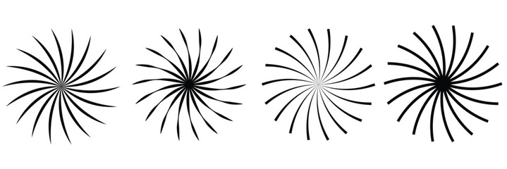  Radial circle lines. Circular radiating lines geometric element. Sun star rays symbol. Abstract geometric shapes. Design element. Vector illustration isolated on white background. EPS 10