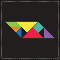 Tangram Puzzle Incomplete Parallelogram Vector Colorful Geometric Illustration