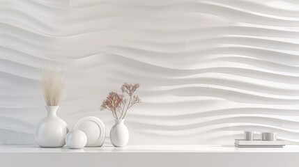 Elegant white waves blend seamlessly with a clean background, showcasing minimalist design.